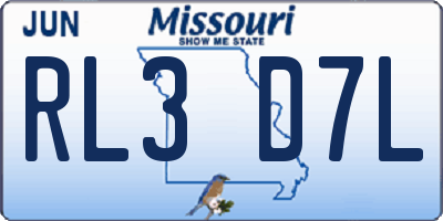 MO license plate RL3D7L