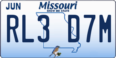 MO license plate RL3D7M