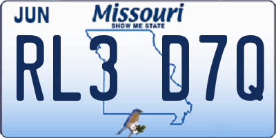 MO license plate RL3D7Q