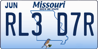 MO license plate RL3D7R