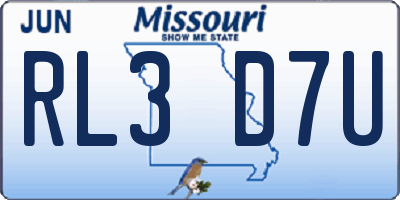 MO license plate RL3D7U