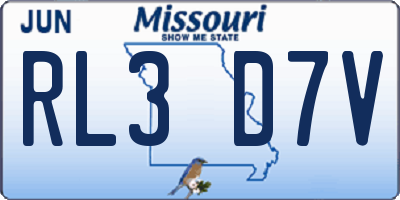 MO license plate RL3D7V