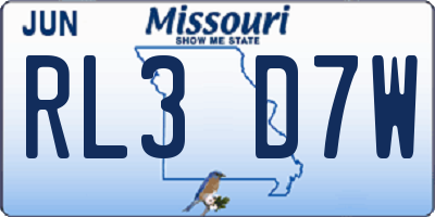 MO license plate RL3D7W