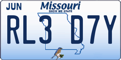 MO license plate RL3D7Y