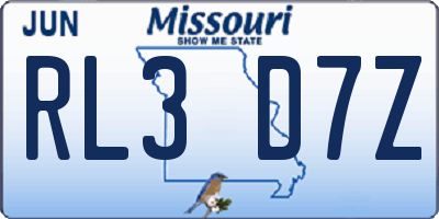 MO license plate RL3D7Z