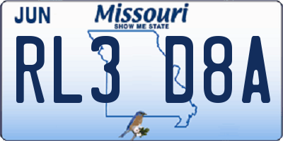 MO license plate RL3D8A
