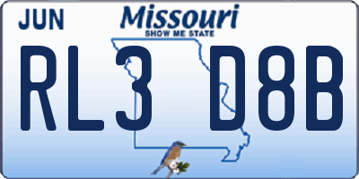 MO license plate RL3D8B