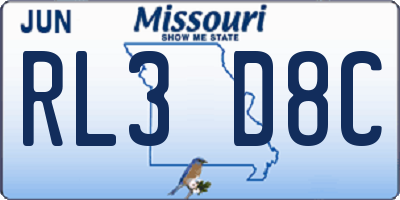 MO license plate RL3D8C