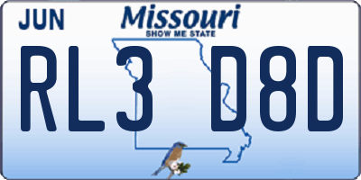 MO license plate RL3D8D