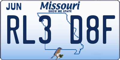 MO license plate RL3D8F