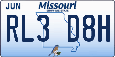 MO license plate RL3D8H