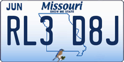 MO license plate RL3D8J