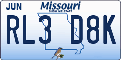 MO license plate RL3D8K