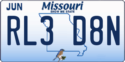 MO license plate RL3D8N