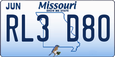 MO license plate RL3D8O