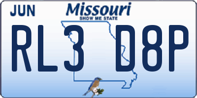 MO license plate RL3D8P