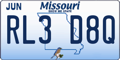 MO license plate RL3D8Q