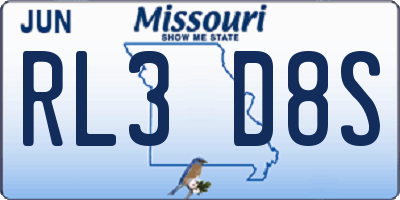 MO license plate RL3D8S