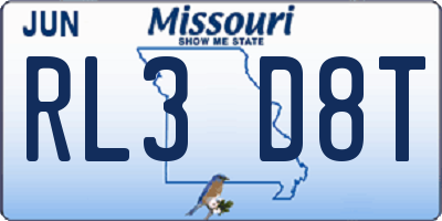 MO license plate RL3D8T