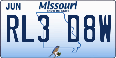 MO license plate RL3D8W