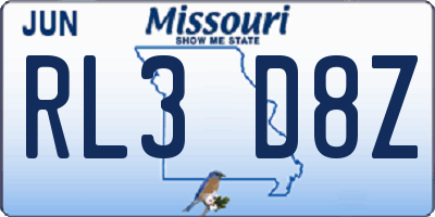 MO license plate RL3D8Z