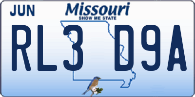 MO license plate RL3D9A