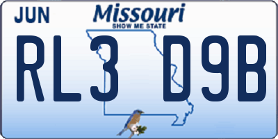 MO license plate RL3D9B