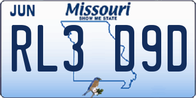 MO license plate RL3D9D