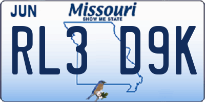 MO license plate RL3D9K