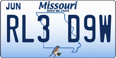 MO license plate RL3D9W