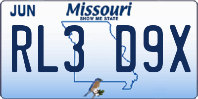 MO license plate RL3D9X