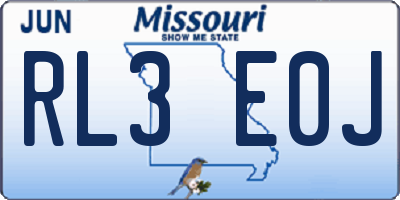 MO license plate RL3E0J