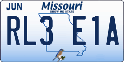 MO license plate RL3E1A