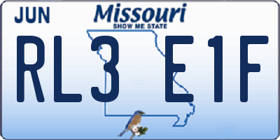 MO license plate RL3E1F