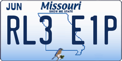 MO license plate RL3E1P