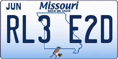 MO license plate RL3E2D