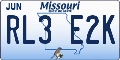 MO license plate RL3E2K