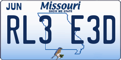 MO license plate RL3E3D