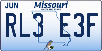 MO license plate RL3E3F