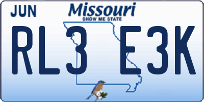 MO license plate RL3E3K