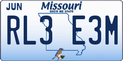 MO license plate RL3E3M