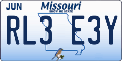 MO license plate RL3E3Y