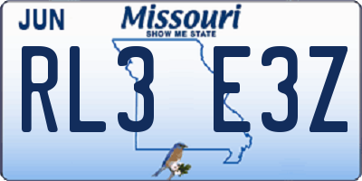 MO license plate RL3E3Z