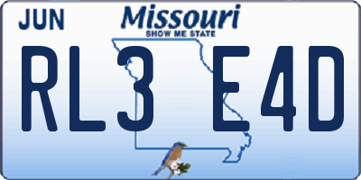 MO license plate RL3E4D