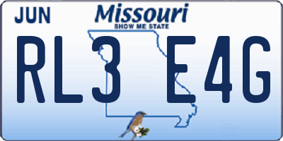 MO license plate RL3E4G