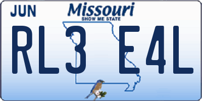 MO license plate RL3E4L