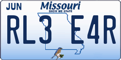 MO license plate RL3E4R