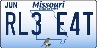 MO license plate RL3E4T
