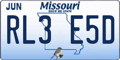 MO license plate RL3E5D