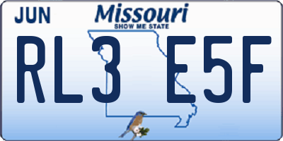 MO license plate RL3E5F